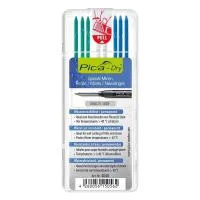 Водостойкий грифель Pica-Marker 4040 для карандаша Pica-Dry 3030, (3 синих, 2 белых, 3 зеленых)
